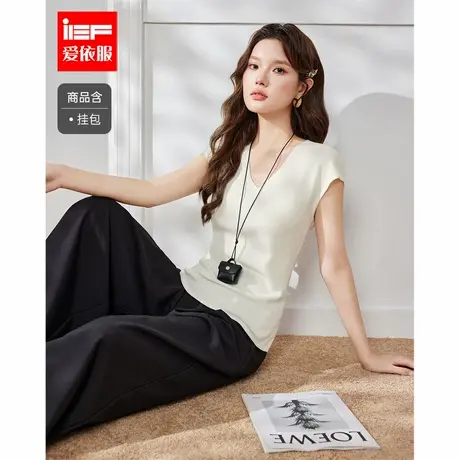 IEF/爱依服2025夏季新款韩版简约通勤修身百搭气质感显瘦毛织上衣商品大图