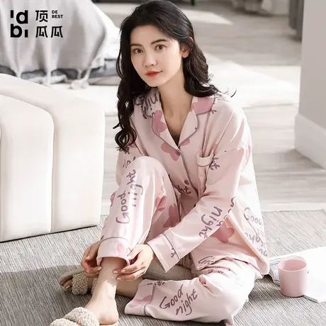 顶瓜瓜睡衣女春秋季长袖卡通可爱套装加大码可外穿家居服秋款商品大图