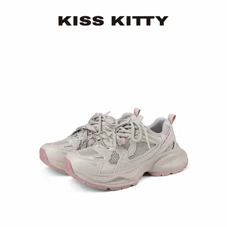 KISSKITTY老爹鞋女款新款夏季羊皮垫透气网面女鞋厚底休闲运动鞋商品大图