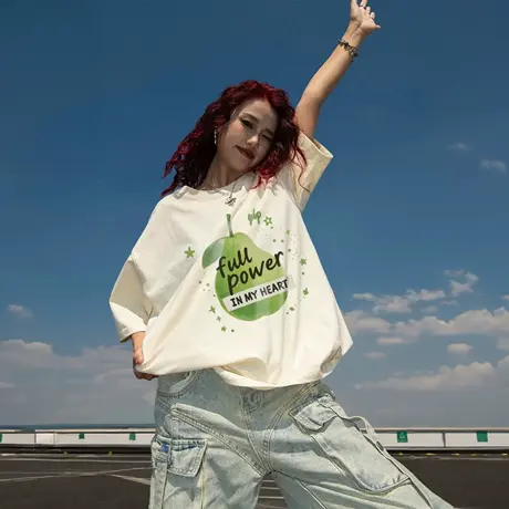 YEP美式复古t恤女宽松2025新款夏季潮牌短袖街头纯棉半袖情侣上衣商品大图