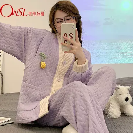秋冬季空气棉月子服产后哺乳衣春秋孕妇睡衣女产妇喂奶商品大图