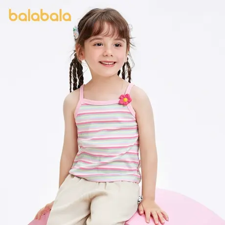 巴拉巴拉童装T恤儿童短袖2025新款夏装女童条纹背心洋气甜美吊带图片
