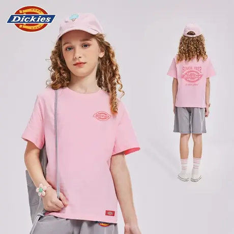 Dickies童装女童短袖t恤儿童夏款纯棉体恤女孩夏季美式休闲半袖A图片
