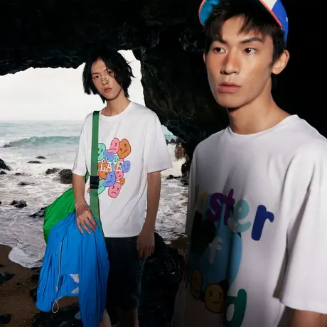 雅戈尔奥莱 GY男装夏季趣味印花微落肩廓形舒适亲肤男士短袖T恤商品大图