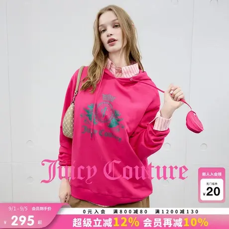 【100%棉】Juicy Couture橘滋卫衣女25年秋季新款玫红宽松上衣商品大图