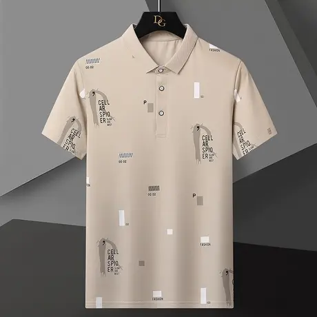 2023新款印花男士短袖T恤POLO衫潮牌夏季潮流修身半袖翻领体恤ins商品大图