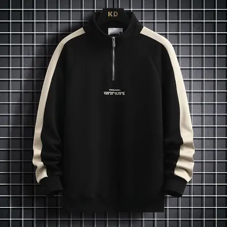 春秋季新款立领拉链卫衣男士宽松休闲青年印花长袖上衣男打底衫潮商品大图