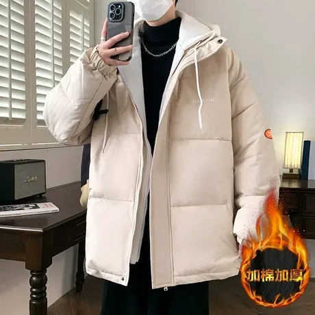 新款连帽加厚棉袄外套男士冬季潮牌宽松保暖棉衣潮流时尚简约棉服商品大图