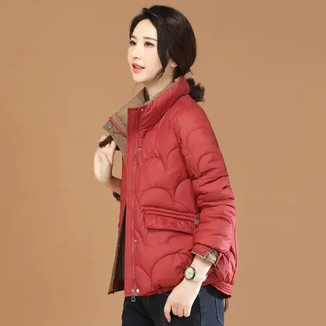 韩潮袭人立领加厚红色棉衣棉服外套女2023冬季新款宽松显瘦面包服图片