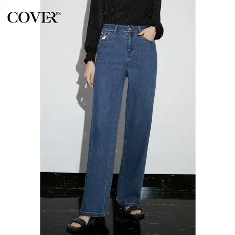 COVER2023春季刺绣棉感四面微弹水洗牛仔裤商品大图