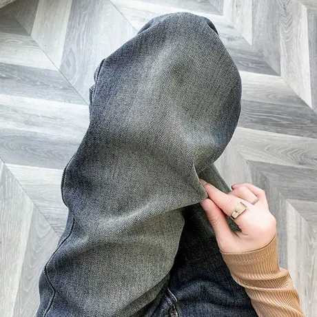 蓝色复古直筒牛仔裤女秋季2023新款高腰宽松显瘦窄版阔腿拖地裤子商品大图