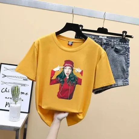 夏装2024新款大码女装240斤胖mm短袖t恤女宽松显瘦遮肚纯棉上衣服商品大图