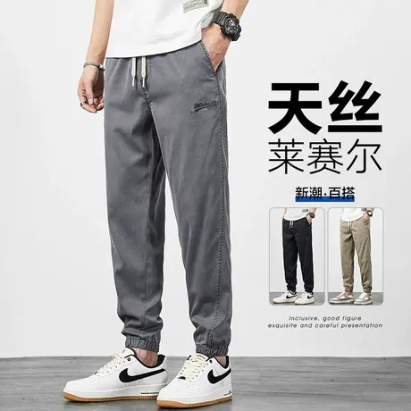冰丝九分束脚休闲裤男士夏季薄款潮牌工装男装夏装男裤子2024新款商品大图