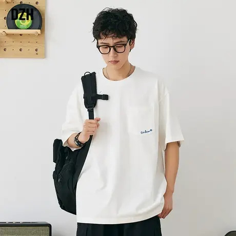 男士美式310g重磅t恤男纯棉宽松白色短袖上衣夏季新款半袖体恤TEE商品大图