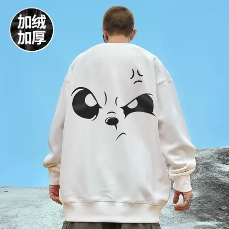 大码男装秋冬季2024新款嘻哈潮牌卫衣男加绒加厚宽松套头情侣装潮图片