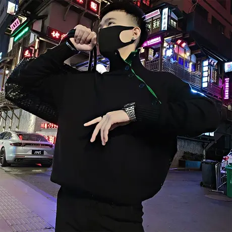 冬季个性拼色斜拉链针织衫潮牌潮流学生韩版修身原宿男士毛衣体恤图片