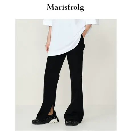 【三醋纤】玛丝菲尔春季新款黑色休闲裤直筒裤子图片