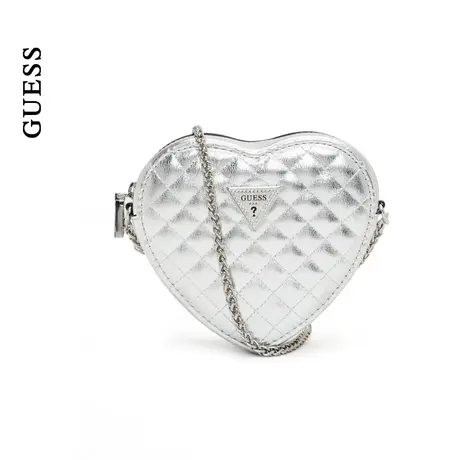 GUESS24年新款春季女士漆皮亮面小众设计格纹爱心链条包-MY931077商品大图