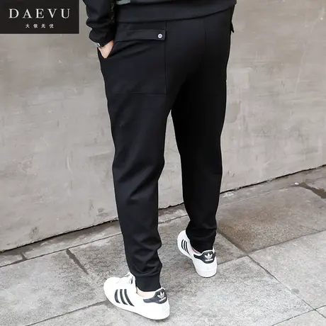 秋春新款简约束脚大号弹力潮胖子加肥加大码男士针织休闲运动长裤图片
