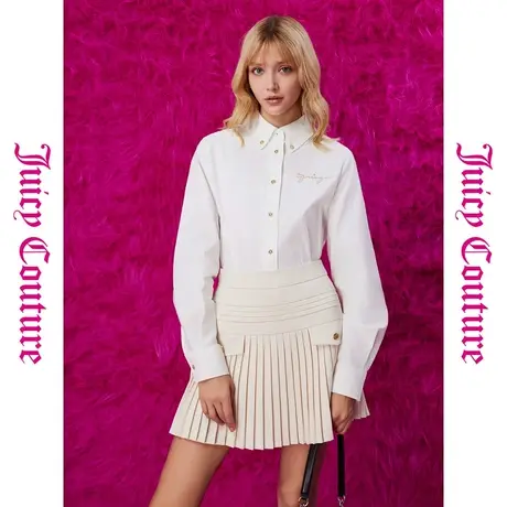 Juicy Couture橘滋秋冬款单纯指南撞色绣花女式上衣衬衫商品大图