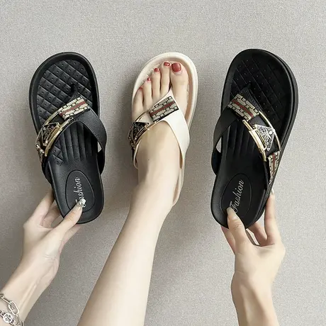 拖鞋女外穿2024新款夏季时尚人字拖女款百搭ins潮海边沙滩鞋防滑商品大图