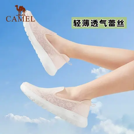 骆驼夏季薄款网面凉鞋平底妈妈鞋一脚蹬网鞋浅口透气单鞋软底女鞋商品大图