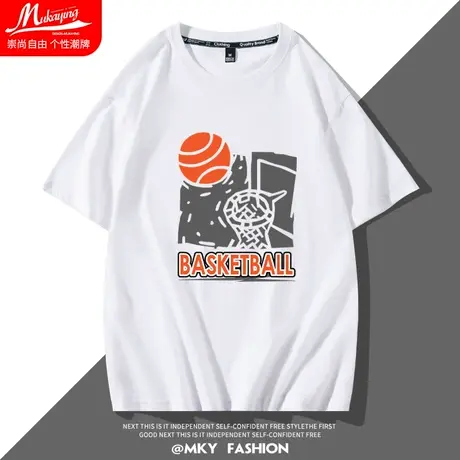 篮球训练短袖男运动夏天潮牌宽松吸汗衣服青少年打球耐暑半袖体恤商品大图