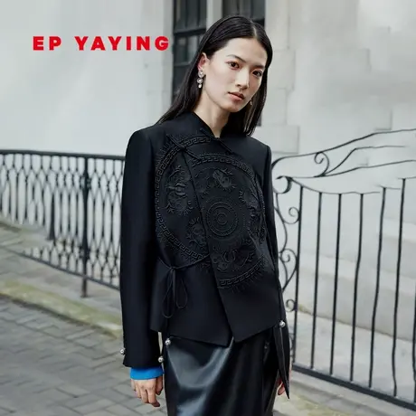 EP YAYING雅莹女装 通勤羊毛新中式西装外套 2023秋装新款1228A商品大图