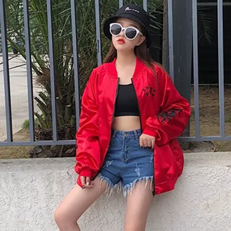 GD权志龙同款外套男女飞行夹克bf宽松横须贺刺绣短款棒球服女潮商品大图