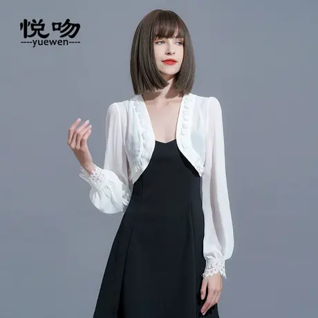 灯笼袖防晒小披肩女夏百搭薄短外套超仙雪纺开衫坎肩裙子外搭短款图片