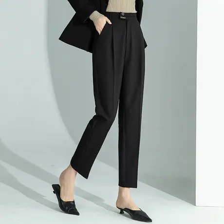 高腰黑色西装裤女小个子九分裤春秋裤子2023新款休闲萝卜裤哈伦裤商品大图