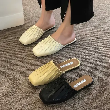 平底晚晚凉鞋法式单鞋女鞋子2023年新款春夏季外穿一脚蹬包头半拖图片