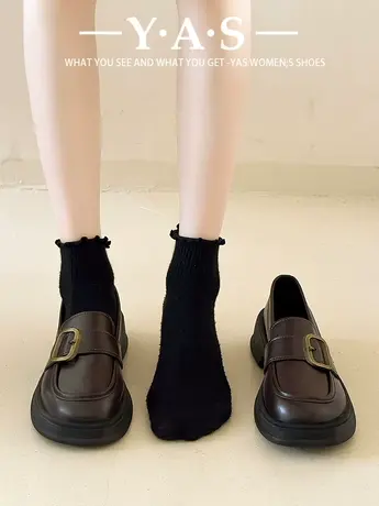 厚底英伦风乐福鞋女2024春季新款玛丽珍一脚蹬小皮鞋jk制服单鞋子商品大图