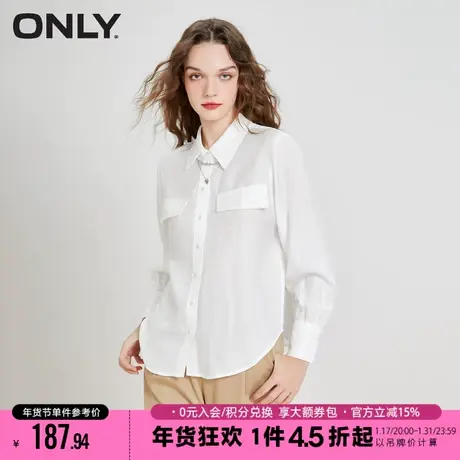 ONLY2023冬季新款通勤风休闲百搭翻领简约长袖衬衫女|123105019商品大图