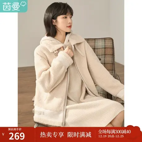 【商场同款】茵曼气质短款女冬新款宽松时尚保暖羊羔绒外套图片