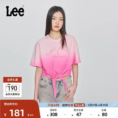 Lee25春夏新品舒适版圆领渐变粉色女短袖T恤休闲潮LWT0098794LE图片