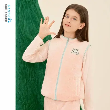 SCHIESSER舒雅童装秋冬女童法兰绒亲肤立领拉链家居服背心马甲图片