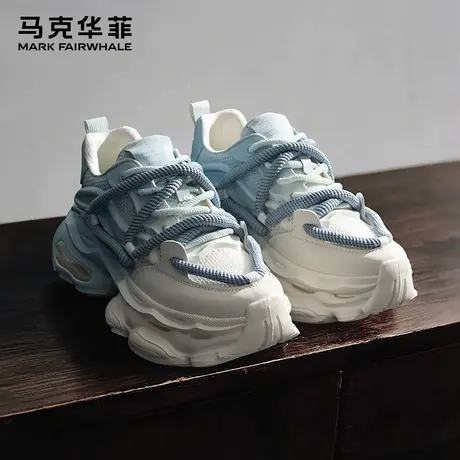 马克华菲正品大码老爹鞋男工作透气隐形内增高厚底潮流情侣休闲鞋商品大图