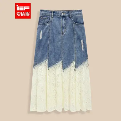 IEF/爱依服【微胖】大码女装2025夏季新款法式精致小女人牛仔包裙图片