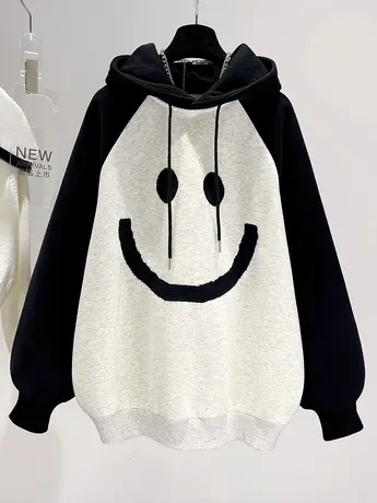 加绒卫衣连帽2022秋季新款宽松秋冬中长款加厚外套ins潮上衣女装商品大图