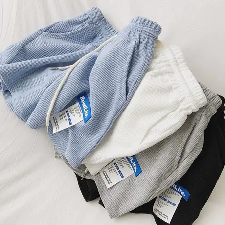 网红ins超火华夫格休闲运动短裤女夏季薄款宽松显瘦小个子热裤子图片