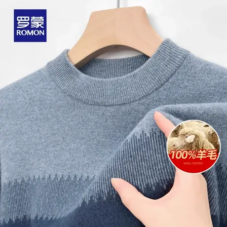 【100%纯羊毛】罗蒙男士厚款保暖针织衫2025冬季新款半高领毛线衣图片