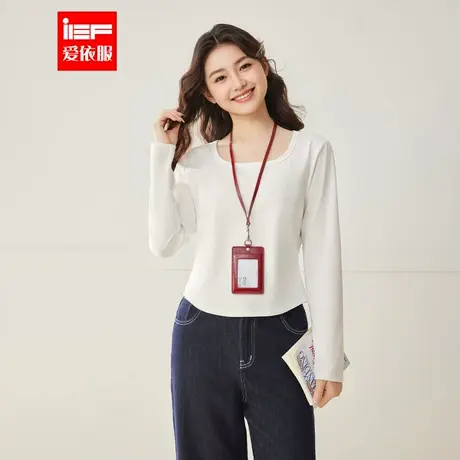 IEF/爱依服【微胖】大码女装2025秋季新款韩版简约纯色百搭上衣图片