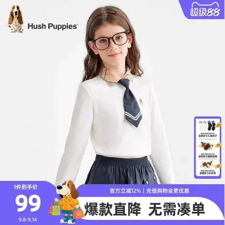 暇步士童装女童POLO衫秋季新款大童休闲长袖T恤儿童舒适翻领t图片