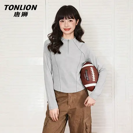 唐狮官方速干长袖t恤女2026新款春夏户外跑步运动服修身短上衣VC图片