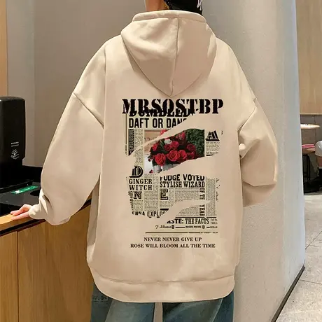 开衫连帽卫衣男秋冬款2023新款运动宽松潮牌秋季加绒加厚保暖外套商品大图