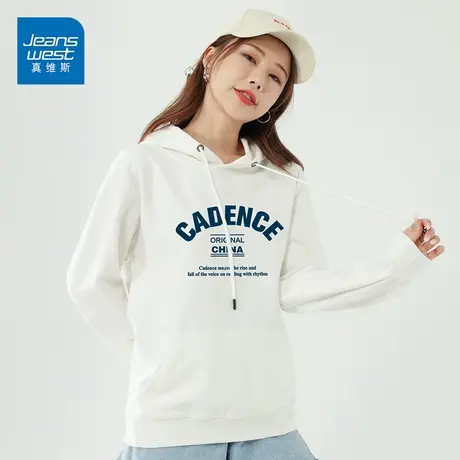 真维斯卫衣女2022新款简约字母印花长袖上衣休闲宽松品牌外套图片