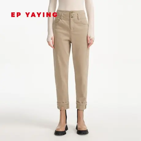 EP YAYING雅莹女装 新疆棉显腿长卷边锥形裤 商场同款J620B图片