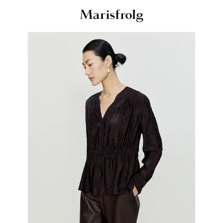 【质感肌理系列】玛丝菲尔上衣春装新款v领收腰法式提花衬衫商品大图