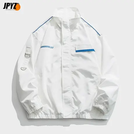 秋季薄款外套男立领潮牌帅气日系简约宽松大码百搭ins教练服夹克商品大图